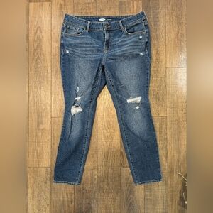 Old Navy Pop Icon Skinny High Rise Destroyed Stonewash Denim Jeans Size 14 Short